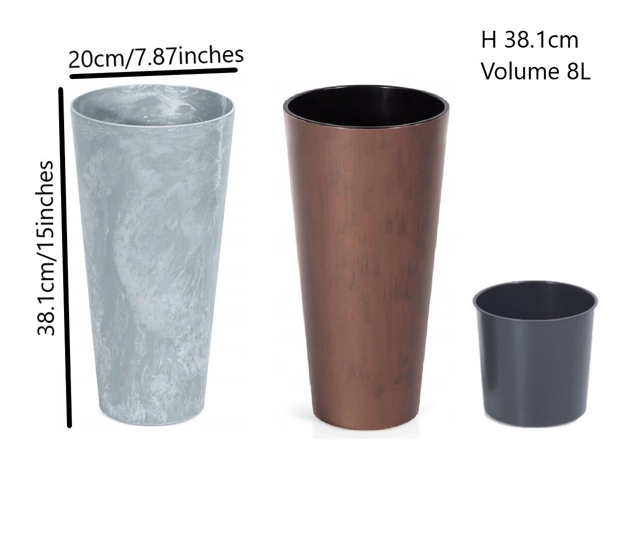 Planter Plant Pot Flowerpot Cylinder Outdoor Garden Balcony Indoor Beton Tall - Image 10
