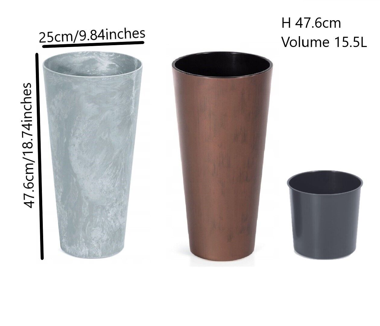Planter Plant Pot Flowerpot Cylinder Outdoor Garden Balcony Indoor Beton Tall - Image 11