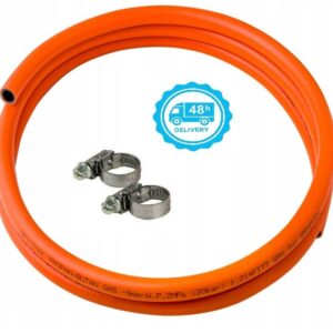 Propane Butane Gas Hose Pipe LPG Camping Caravan BBQ Gas Bottle 9mm + 2 CLIPS