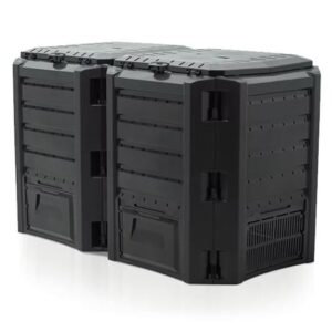 Double Composter Modular Bin Garden Waste Box Outdoor Weather- Resistant 800L Bl