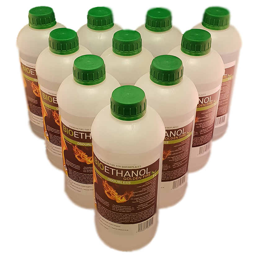 Ethanol Fuel Golden Fireplace Premium Grade Quality, Clean Burn Biofuel Biofire