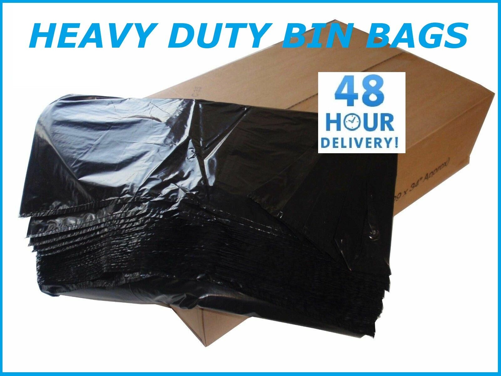 EXTRA STRONG HEAVY DUTY BLACK BIN LINERS RUBBISH BAGS WASTE REFUSE SACKS