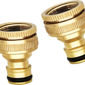 2 x BRASS TAP CONNECTOR ADAPTOR GARDEN HOSE TAP SNAP FITTING 1/2" 3/4" THREADED