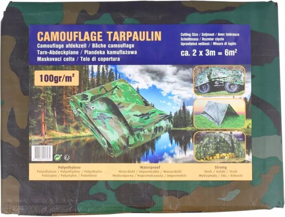 Camo Camouflage Tarpaulin Heavy Duty Waterproof Cover Tarp Sheet FREE 4 BUNGEE - Image 8