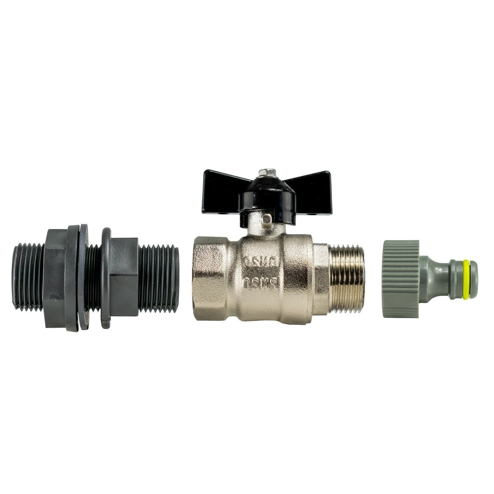 Water butt tank metal butterfly tap kit universal click-lock connection 1/2 3/4 - Image 6