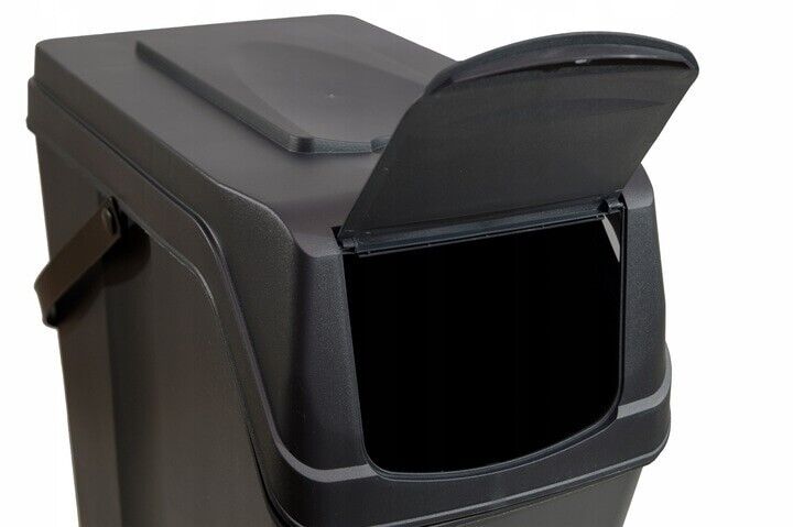 Sorting Waste Bin Recycling Segregation Stackable Lidded Handle Stone Grey 25L - Image 6