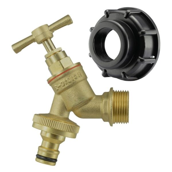 IBC TANK ADAPTER TAP S60X6 60MM COARSE THREAD BRASS GARDEN QUICK HOSEPIPE OUTLET