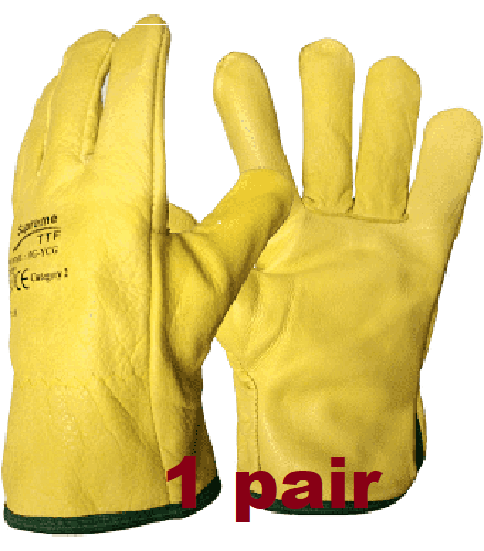 Driver Yellow Work Gloves Fleece Cotton Soft Grain Leather Lorry Drivers Safety - Image 8
