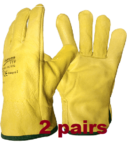 Driver Yellow Work Gloves Fleece Cotton Soft Grain Leather Lorry Drivers Safety - Image 9