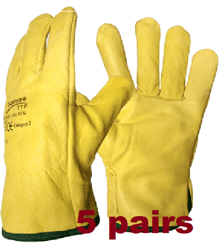 Driver Yellow Work Gloves Fleece Cotton Soft Grain Leather Lorry Drivers Safety - Image 10