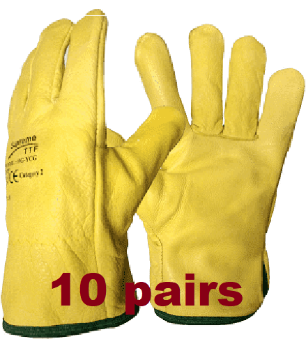 Driver Yellow Work Gloves Fleece Cotton Soft Grain Leather Lorry Drivers Safety - Image 11