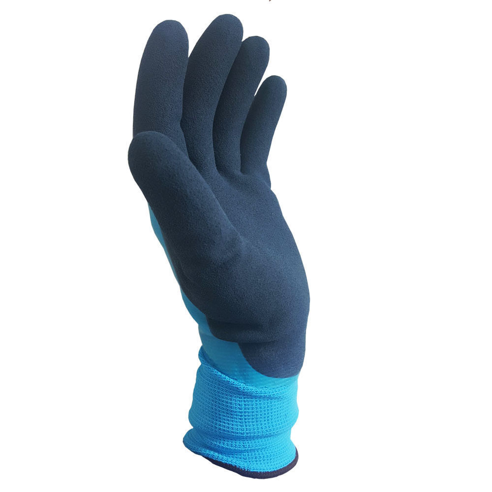 Latex Coated Waterproof Gloves Blue Aqua Nylon Grip Work PPE, Gardening - Image 6