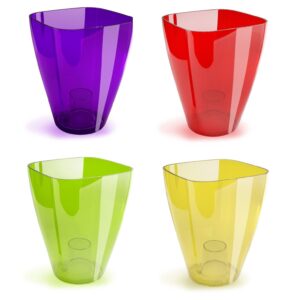 2 x Plant Orchid Pot Plastic 8 Colours Gloss Oval Planter Transparent Clear 9 cm