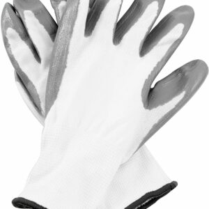 WHITE NITRILE COATED WORK GLOVES BUILDERS MECHANIC CONSTRUCTION NYLON GRIP