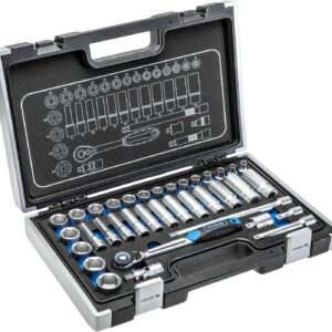 Socket Set 3/8” Sockets Wrench Tool Screwdriver Bits Accessories Metal Case 36pc