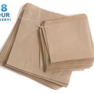 Paper Food Bags Brown Kraft Strong for Sandwiches Grocery Takeaway 9 Sizes Flat