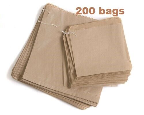 Paper Food Bags Brown Kraft Strong for Sandwiches Grocery Takeaway 9 Sizes Flat - Image 5
