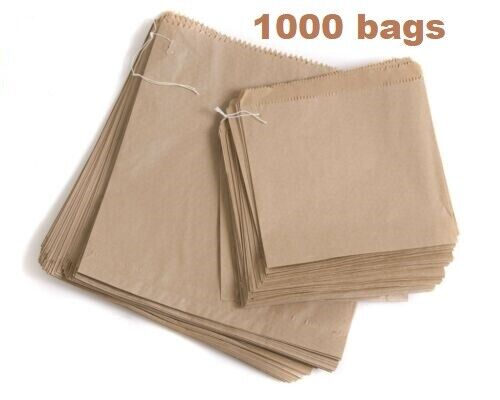 Paper Food Bags Brown Kraft Strong for Sandwiches Grocery Takeaway 9 Sizes Flat - Image 8