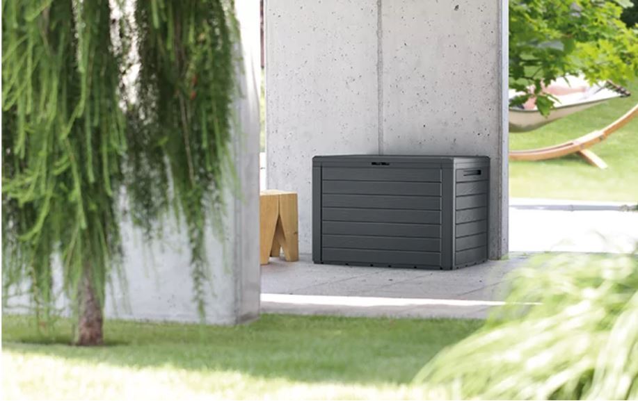 Garden Storage Box Deck Chest 190L Wood Structure Lockable Patio Balcony Grey - Image 5