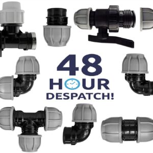 MDPE Compression Connector Fittings: 20mm, 25mm, 32mm, 40mm 50mm LDPE water pipe