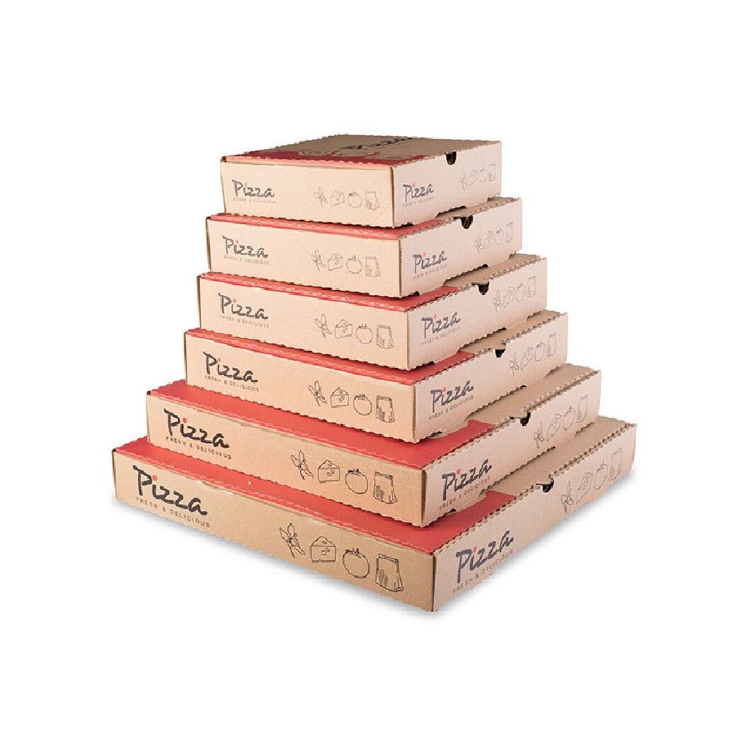 Pizza Boxes, Takeaway Pizza Cake Strong Quality Postal Boxes Brown 7" - 16" inch - Image 3