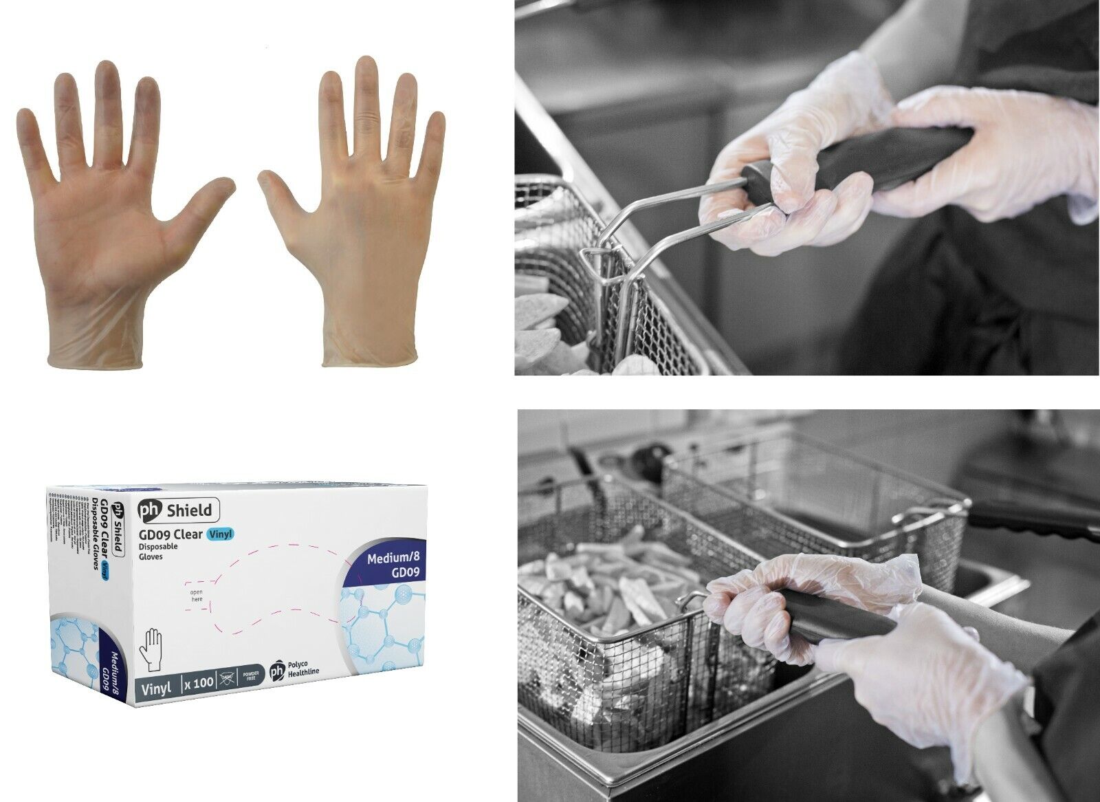 100 DISPOSABLE VINYL CLEAR GLOVES POWDER FREE TATTOO CATERING MEDICAL