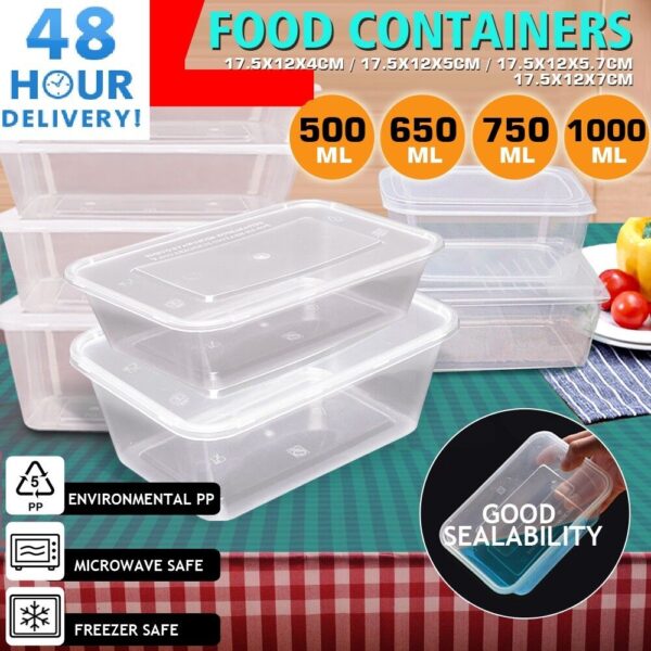 Containers With lids Clear Plastic High Quality Tubs Microwave Food SafeTakeaway