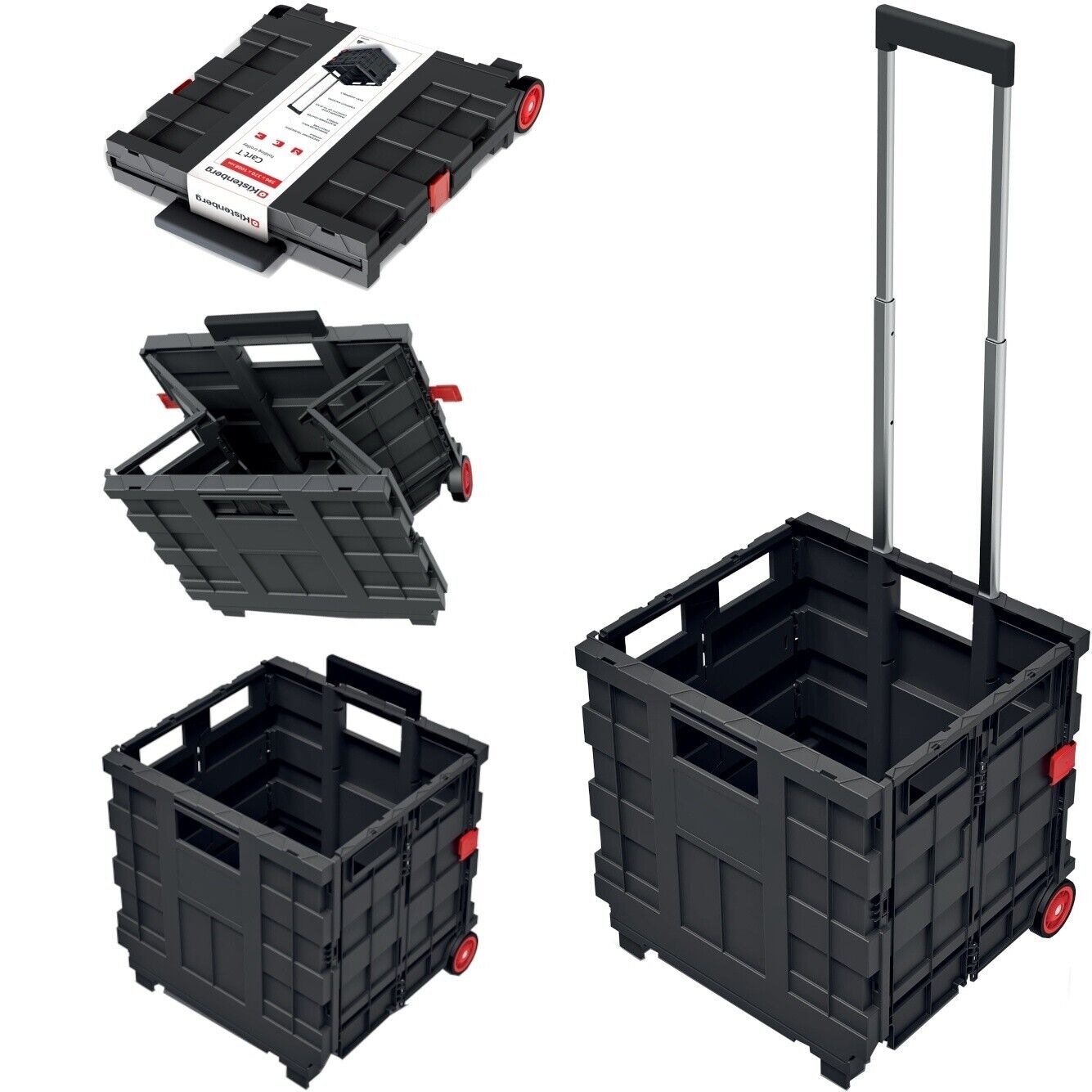 SHOPPING TROLLEY CART FOLDING FOLDABLE ROLLING CAR BOOT STORAGE BOX 30KG