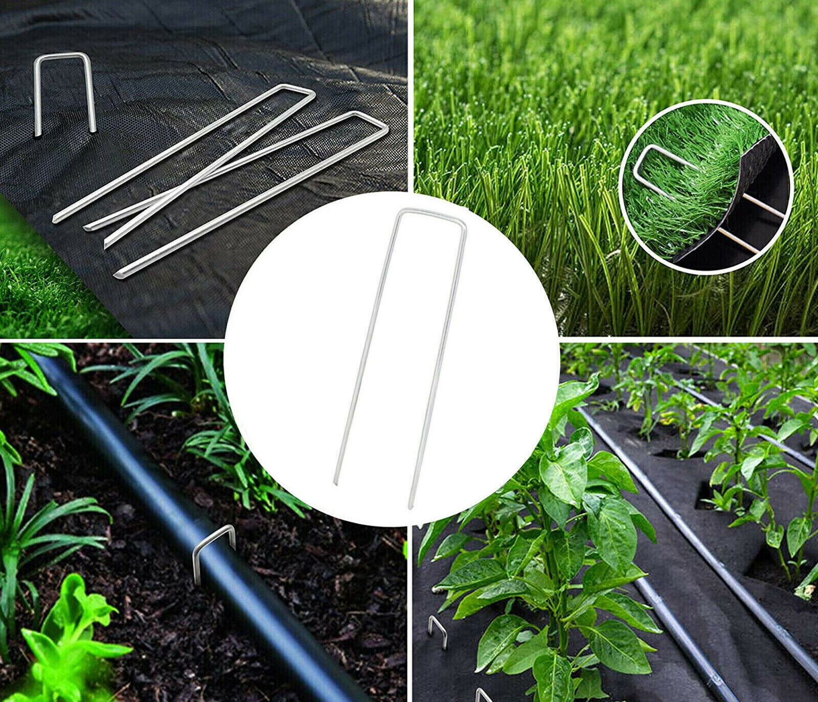 METAL GROUND GARDEN WEED BARRIER MEMBRANE PINS FABRIC HOOKS PEGS STAPLES U PINS