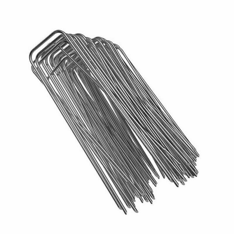 METAL GROUND GARDEN WEED BARRIER MEMBRANE PINS FABRIC HOOKS PEGS STAPLES U PINS - Image 3