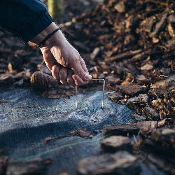 METAL GROUND GARDEN WEED BARRIER MEMBRANE PINS FABRIC HOOKS PEGS STAPLES U PINS - Image 6