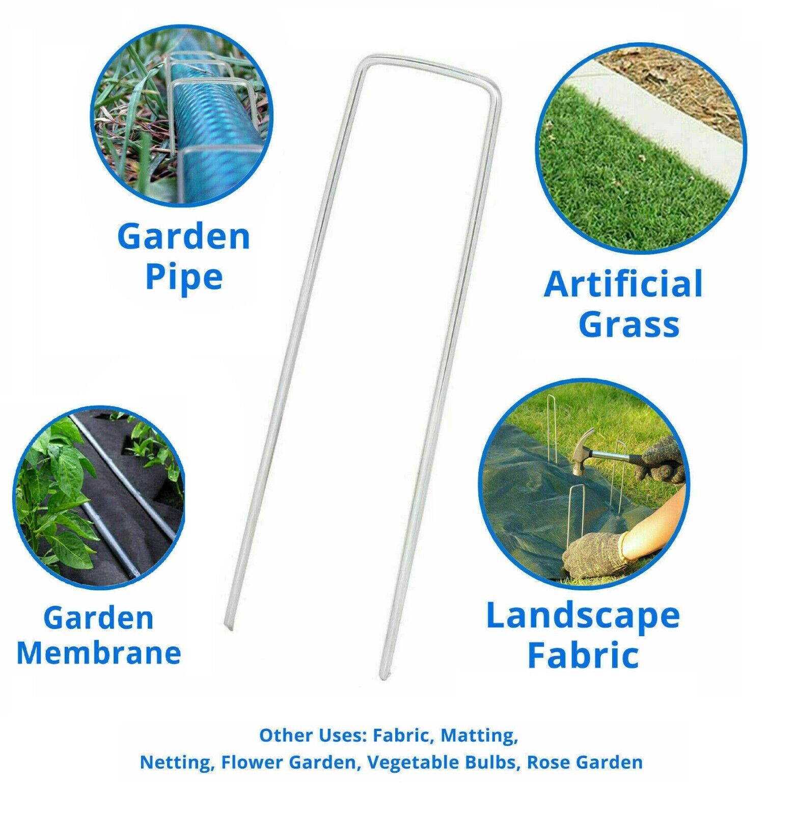 METAL GROUND GARDEN WEED BARRIER MEMBRANE PINS FABRIC HOOKS PEGS STAPLES U PINS - Image 7