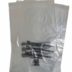 Clear Poly Bags Suffocation Self Adhesive 100% BioDegradable with Warning 150g