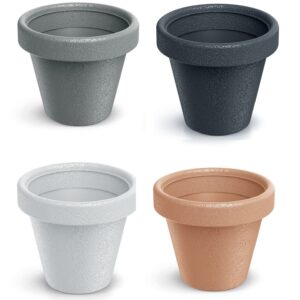Round Plant Pot Plastic Origina Garden Patio Planter Textured 4 Sizes 4 Colours