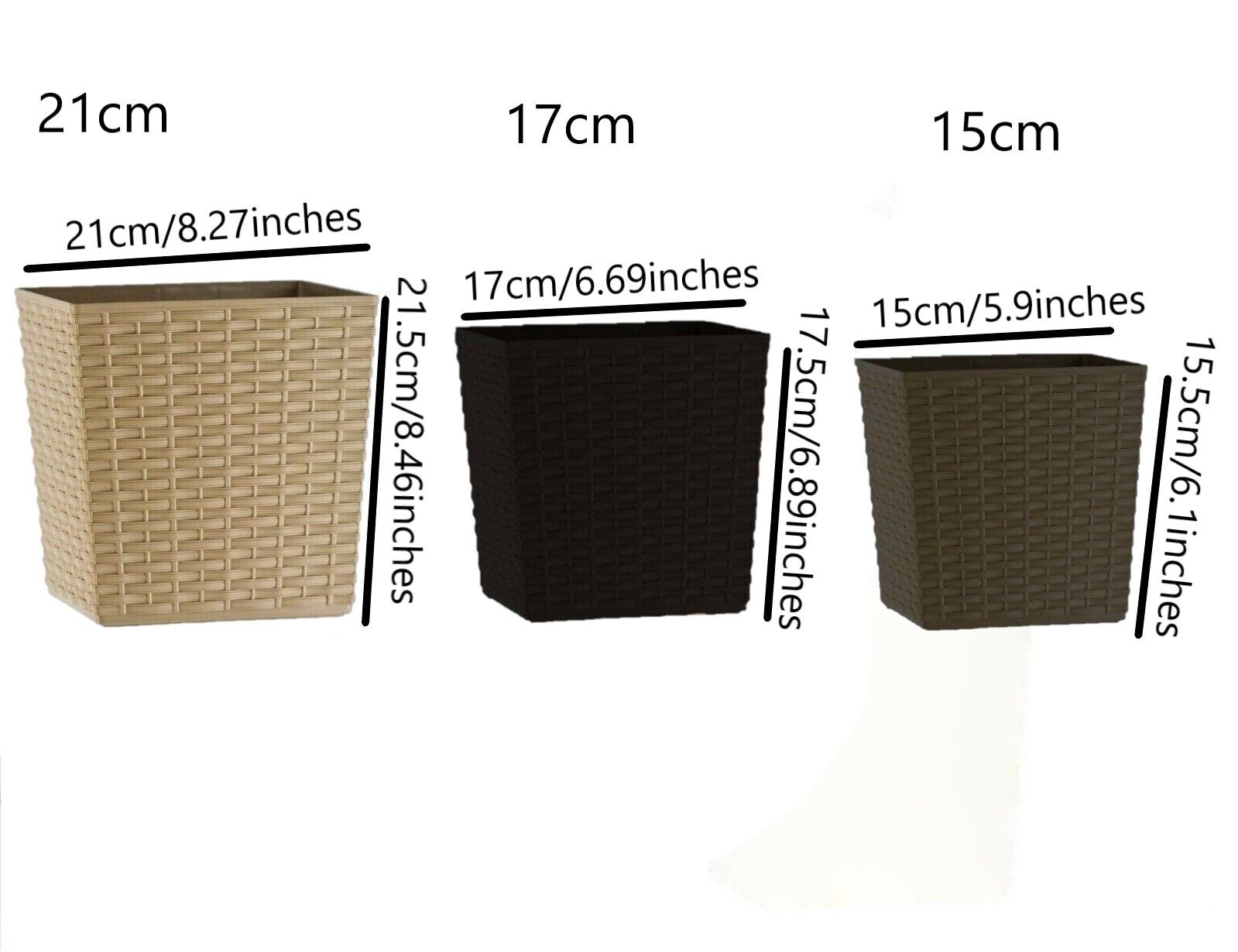 Plant Pot Rattan Square Flower Modern Decorative Large Small - Image 2