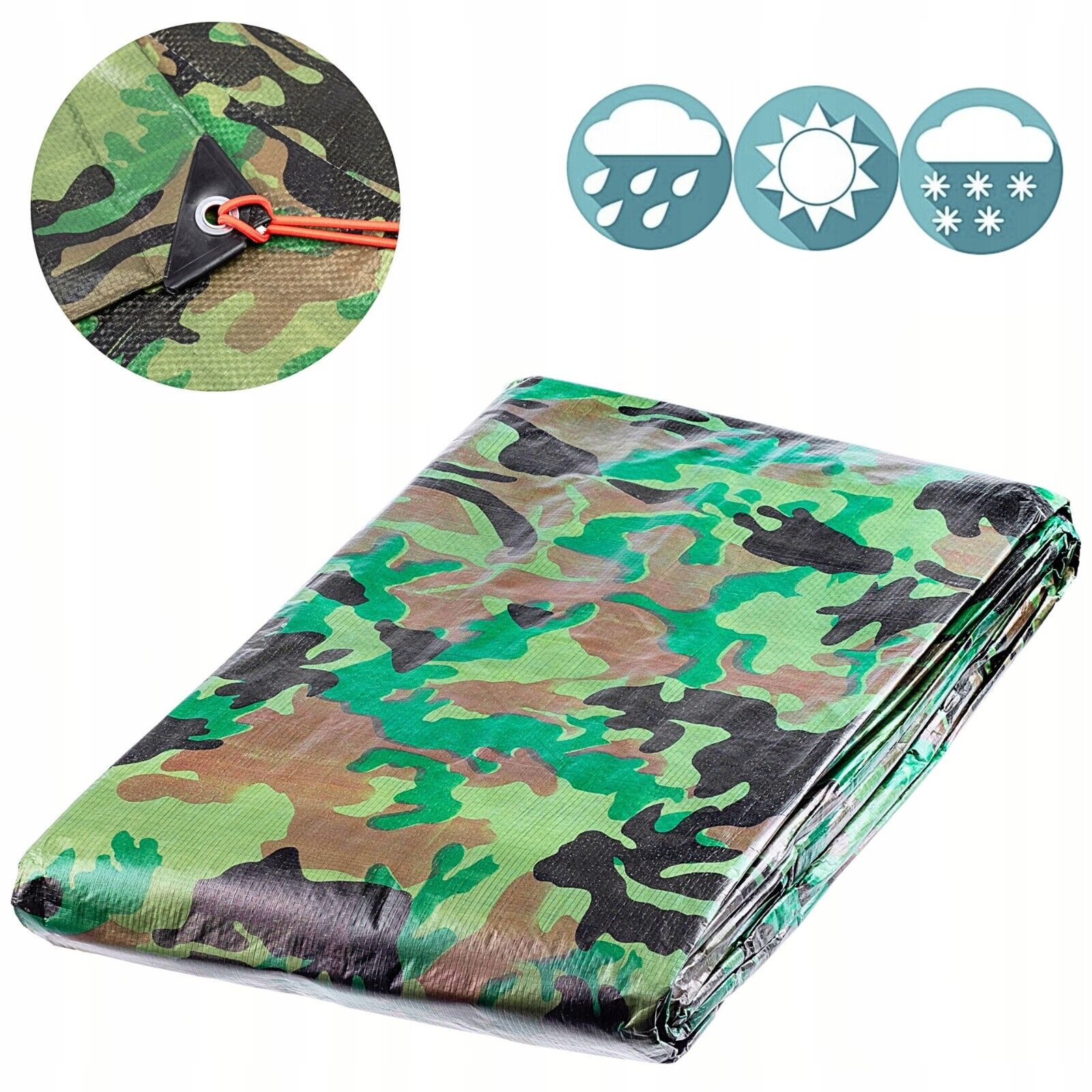 Camo Camouflage Tarpaulin Heavy Duty Waterproof Cover Tarp Sheet FREE 4 BUNGEE - Image 9