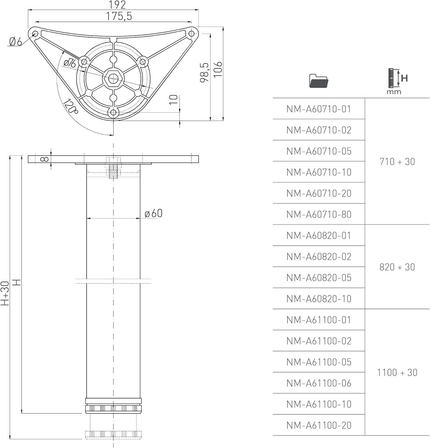 Table Leg Breakfast Bar Worktop Support Kitchen Round 710/820/870/1100mm - Image 2