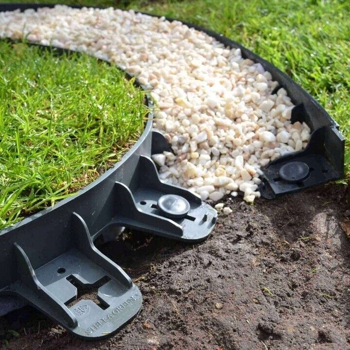10 - 50 Metre FLEXIBLE GARDEN BORDER GRASS LAWN PATH EDGING GREEN PLASTIC PEGS - Image 3