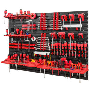 WALL MOUNTED TOOL PEG BOARD 1152mm x 780mm 58 elements GARAGE STORAGE BINS WORKSHOP RACK SHED ORGANISER