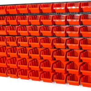 WALL MOUNTED TOOL PEG BOARD 1152mm x 780mm 63 ELEMENTS GARAGE STORAGE BINS WORKSHOP RACK SHED ORGANISER