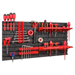 WALL MOUNTED TOOL PEG BOARD 772mm x 390mm 27 ELEMENTS GARAGE STORAGE BINS WORKSHOP RACK SHED ORGANISER