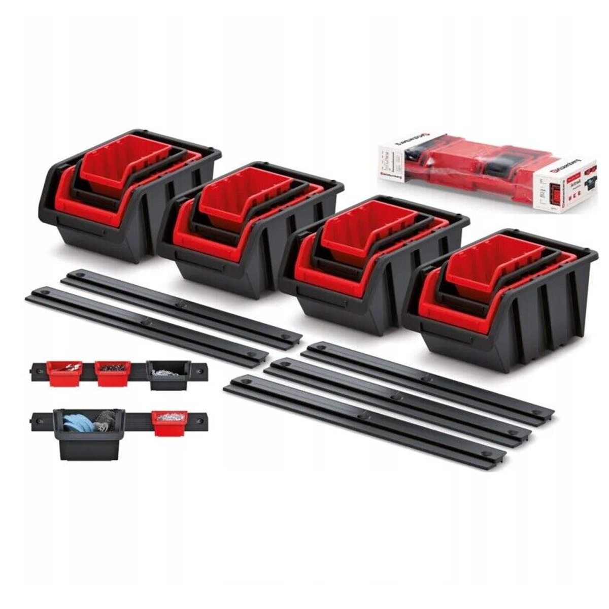 WALL MOUNTED TOOL PEG BOARD 772mm x 390mm 16 ELEMENTS GARAGE STORAGE BINS WORKSHOP RACK SHED ORGANISER