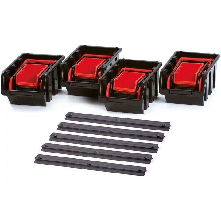 WALL MOUNTED TOOL PEG BOARD 772mm x 390mm 16 ELEMENTS GARAGE STORAGE BINS WORKSHOP RACK SHED ORGANISER - Image 3