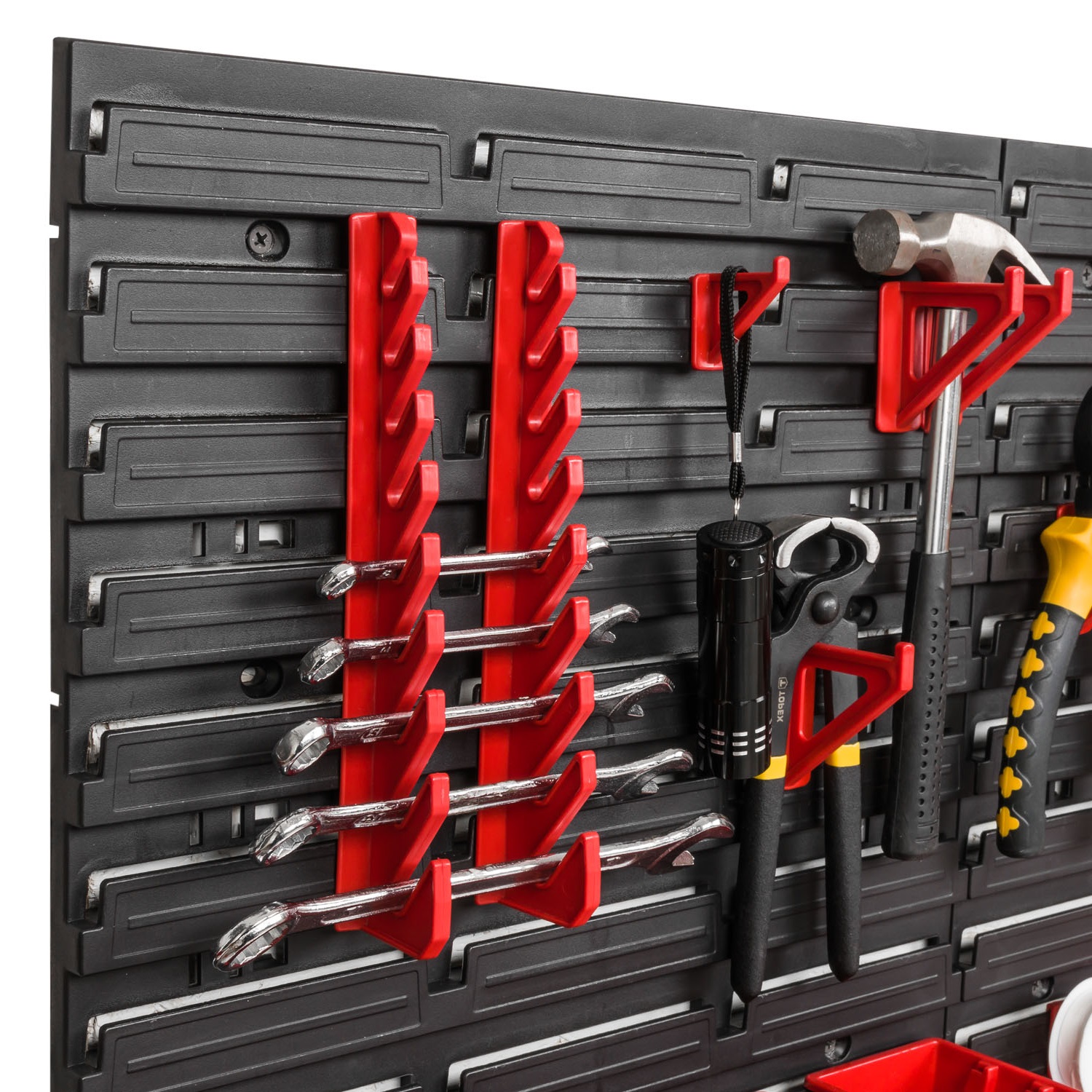 WALL MOUNTED TOOL PEG BOARD 772mm x 780mm 44 ELEMENTS GARAGE STORAGE BINS WORKSHOP RACK SHED ORGANISER - Image 2