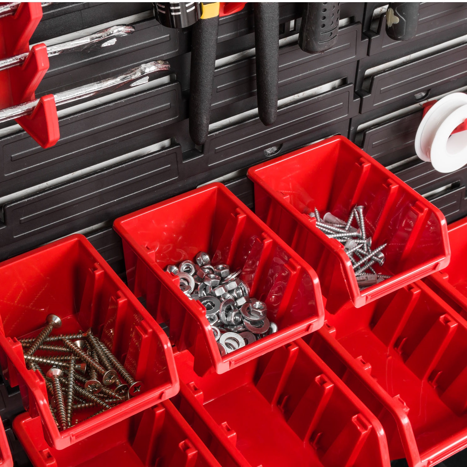 WALL MOUNTED TOOL PEG BOARD 772mm x 780mm 44 ELEMENTS GARAGE STORAGE BINS WORKSHOP RACK SHED ORGANISER - Image 3