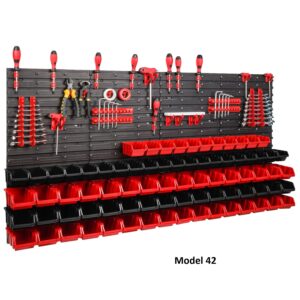 WALL MOUNTED TOOL PEG BOARD 1544mm x 780mm 115 ELEMENTS GARAGE STORAGE BINS WORKSHOP RACK SHED ORGANISER