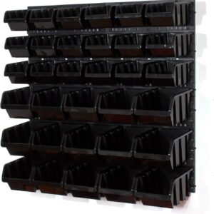 WALL MOUNTED TOOL PEG BOARD BLACK 795mm x 775mm 33 ELEMENTS GARAGE STORAGE BINS WORKSHOP RACK SHED ORGANISER