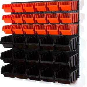 WALL MOUNTED TOOL PEG BOARD 795mm x 775mm 33 ELEMENTS RED BLACK GARAGE STORAGE BINS WORKSHOP RACK SHED ORGANISER