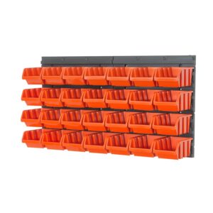 WALL MOUNTED TOOL PEG BOARD RED 690mm x 385mm 28 ELEMENTS GARAGE STORAGE BINS WORKSHOP RACK SHED ORGANISER