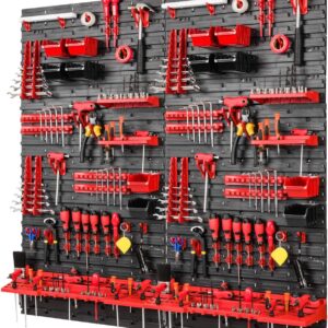 WALL MOUNTED TOOL PEG BOARD 1152mm x 1170mm 78 PIECES GARAGE STORAGE BINS WORKSHOP RACK SHED ORGANISER